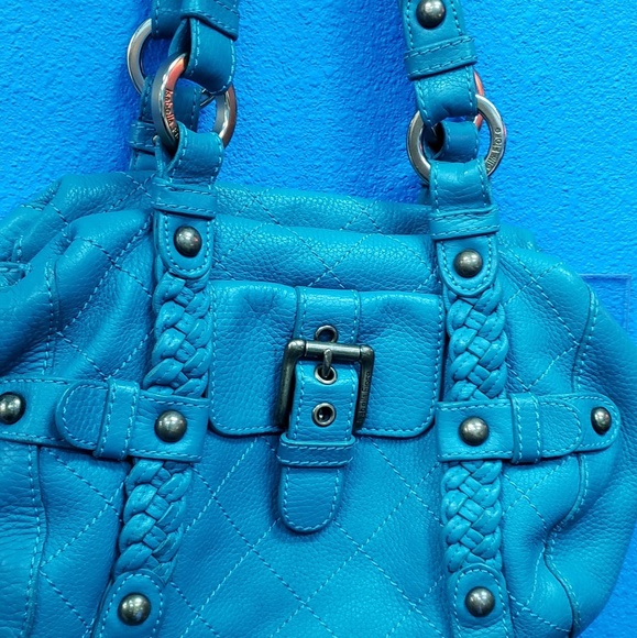 Designer Isabella Fiore blue teal leather handbag - Picture 2 of 7